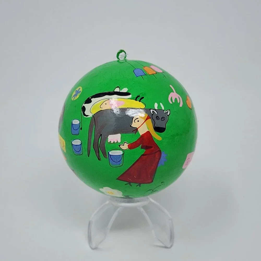 Crate & Barrel Twelve Days Of Christmas Ornament Day 8 Maids a Milking VTg 3" - Picture 4 of 6